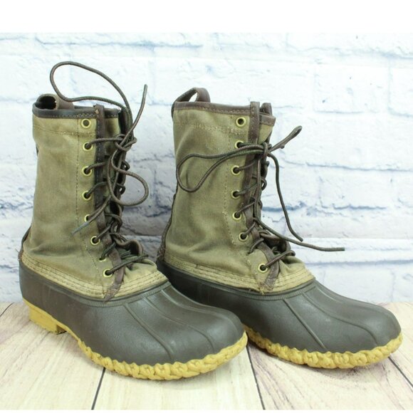 LL Bean Signature Brown Waxed Canvas Lace Up Unlined Hunting  display picture 1